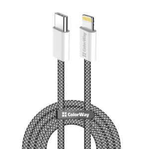 Дата кабель USB-C to Lightning 2.0m (PDF Fast Charging 27W) black ColorWay (CW-CBPDCL068-BK)