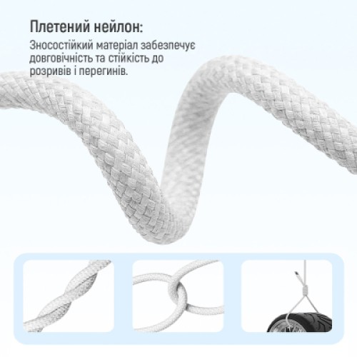 Дата кабель USB-C to USB-C 2.0m (braided cotton) (PD Fast Charging 60W) 3.0А grey ColorWay (CW-CBPDCC068-GR)