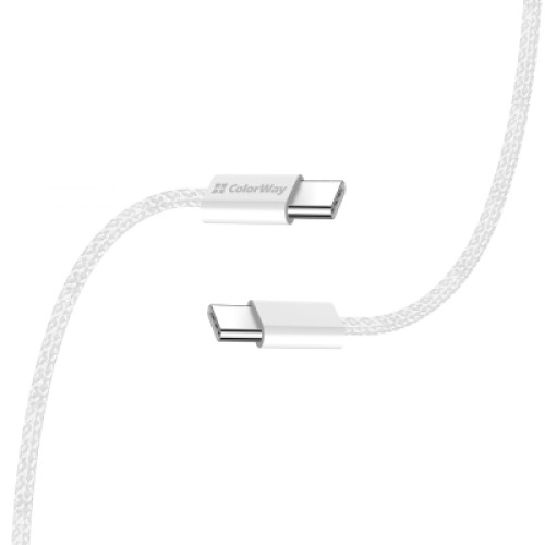 Дата кабель USB-C to USB-C 2.0m (braided cotton) (PD Fast Charging 60W) 3.0А grey ColorWay (CW-CBPDCC068-GR)