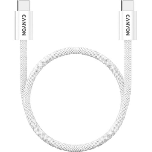 Дата кабель USB-C to USB-C 1.0m 60W Magnet Braided White Canyon (CND-CCMG60AB15W)