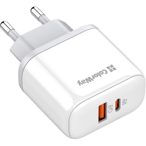 Зарядное устройство ColorWay GaN Mini 25W PD Port PPS USB-C white (CW-CHS052PD-WT)