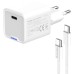 Зарядное устройство ColorWay GaN Mini 25W PD Port PPS USB-C white cable Type-C (CW-CHS052PDC-WT)