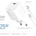Зарядное устройство ColorWay GaN Mini 25W PD Port PPS USB-C white cable Type-C (CW-CHS052PDC-WT)