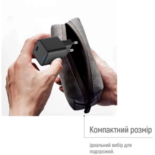 Зарядное устройство ColorWay GaN Mini 25W PD Port PPS USB-C black (CW-CHS052PD-BK)