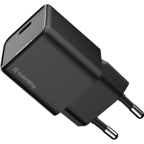 Зарядное устройство ColorWay GaN Mini 25W PD Port PPS USB-C black (CW-CHS052PD-BK)