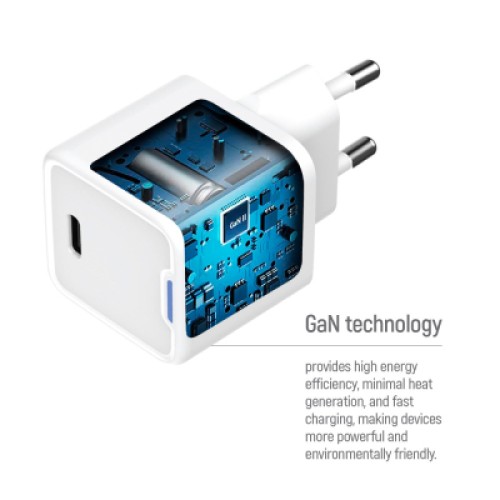 Зарядное устройство ColorWay GaN Mini 30W PD Port PPS USB (Type-C PD + USB QC4.0) cable Type-C (CW-CHS053PDC-WT)