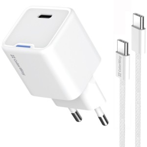 Зарядное устройство ColorWay GaN Mini 30W PD Port PPS USB (Type-C PD + USB QC4.0) cable Type-C (CW-CHS053PDC-WT)