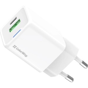 Зарядное устройство ColorWay GaN Mini 30W PD Port PPS USB (Type-C PD + USB QC4.0) white (CW-CHS053PD-WT)