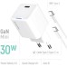 Зарядное устройство ColorWay GaN Mini 30W PD Port PPS USB-C white + cable Type-C (CW-CHS054PDC-WT)