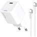 Зарядное устройство ColorWay GaN Mini 30W PD Port PPS USB-C white + cable Type-C (CW-CHS054PDC-WT)