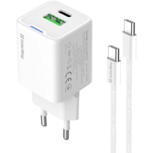 Зарядное устройство ColorWay GaN Mini 35W PD Port PPS USB (Type-C PD + USB QC4.0) cable Type-C (CW-CHS055PDC-WT)