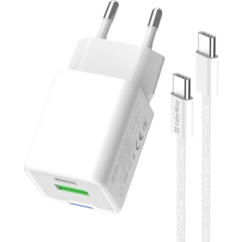 Зарядное устройство ColorWay GaN Mini 35W PD Port PPS USB (Type-C PD + USB QC4.0) cable Type-C (CW-CHS055PDC-WT)