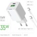 Зарядное устройство ColorWay GaN Mini 35W PD Port PPS USB (Type-C PD + USB QC4.0) cable Type-C (CW-CHS055PDC-WT)