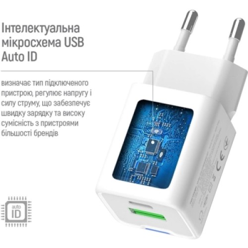Зарядное устройство ColorWay GaN Mini 35W PD Port PPS USB (Type-C PD + USB QC4.0) white (CW-CHS055PD-WT)
