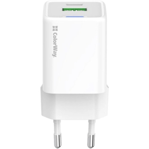 Зарядное устройство ColorWay GaN Mini 35W PD Port PPS USB (Type-C PD + USB QC4.0) white (CW-CHS055PD-WT)