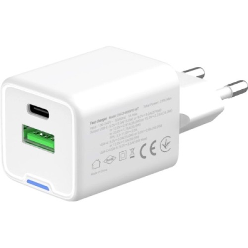 Зарядное устройство ColorWay GaN Mini 35W PD Port PPS USB (Type-C PD + USB QC4.0) white (CW-CHS055PD-WT)