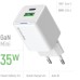 Зарядное устройство ColorWay GaN Mini 35W PD Port PPS USB (Type-C PD + USB QC4.0) white (CW-CHS055PD-WT)