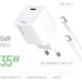 Зарядное устройство ColorWay GaN Mini 35W PD Port PPS USB-C white cable Type-C (CW-CHS056PDC-WT)