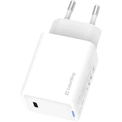Зарядное устройство ColorWay GaN Mini 45W PD Port PPS USB-C white (CW-CHS057PD-WT)