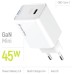 Зарядное устройство ColorWay GaN Mini 45W PD Port PPS USB-C white (CW-CHS057PD-WT)