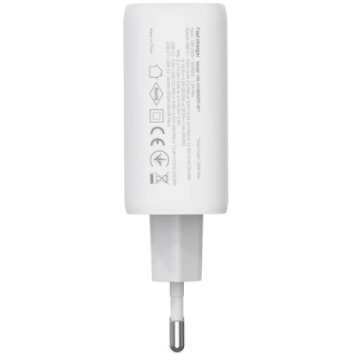 Зарядное устройство ColorWay GaN Mini 50W PD Port PPS USB (Type-C PD 30W + Type-C PD 20W) white (CW-CHS050PD-WT)