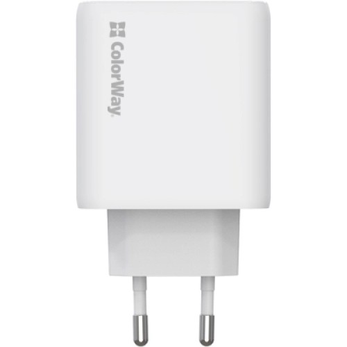 Зарядное устройство ColorWay GaN Mini 50W PD Port PPS USB (Type-C PD 30W + Type-C PD 20W) white (CW-CHS050PD-WT)