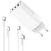 Зарядное устройство ColorWay GaN Mini 65W PD Port PPS USB (USB-2C1A) cable Type-C&Lightning (CW-CHS058PDCL-WT)