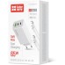Зарядное устройство ColorWay GaN Mini 65W PD Port PPS USB (USB-2C1A) cable Type-C&Lightning (CW-CHS058PDCL-WT)