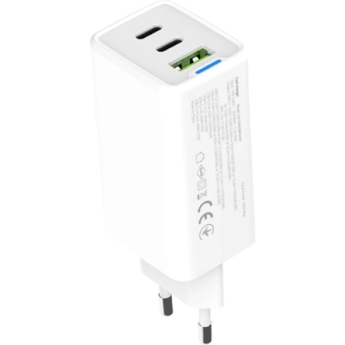 Зарядное устройство ColorWay GaN Mini 65W PD Port PPS USB (USB-2C1A) white (CW-CHS058PD-WT)