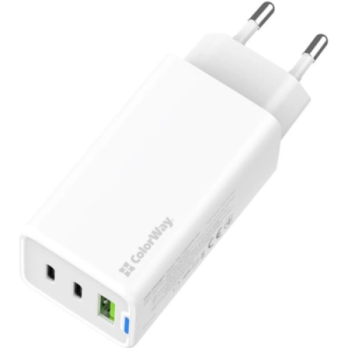 Зарядное устройство ColorWay GaN Mini 65W PD Port PPS USB (USB-2C1A) white (CW-CHS058PD-WT)