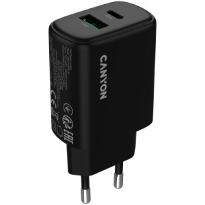 Зарядний пристрій Canyon OnCharge 200 20W 1xPD 1xQC EU Black (CNE-CHA200-31)