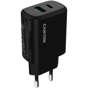 Зарядное устройство Canyon OnCharge 250 25W 1xPD 1xQC EU Black (CNE-CHA250-31)