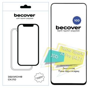 Стекло защитное BeCover Tecno Spark 30 Pro (KL7) 10D Black (713166)