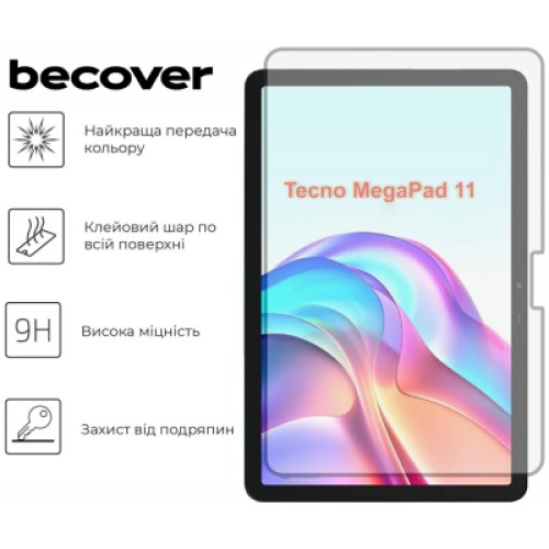 Стекло защитное BeCover Tecno Megapad 11 (T1101) 10.95" (713124)