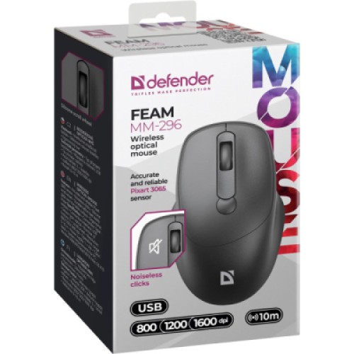 Мышка Defender Feam MM-296 Wireless Black (52296)