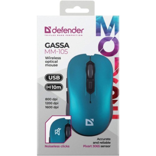 Мышка Defender Gassa MM-105 Wireless Turquoise (52102)