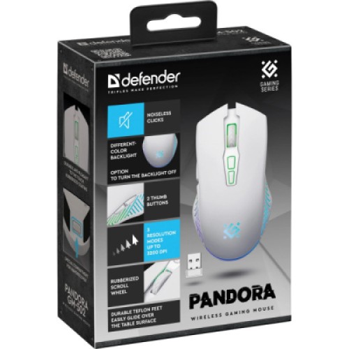 Мышка Defender Pandora GM-502 LED Wireless White (52502)