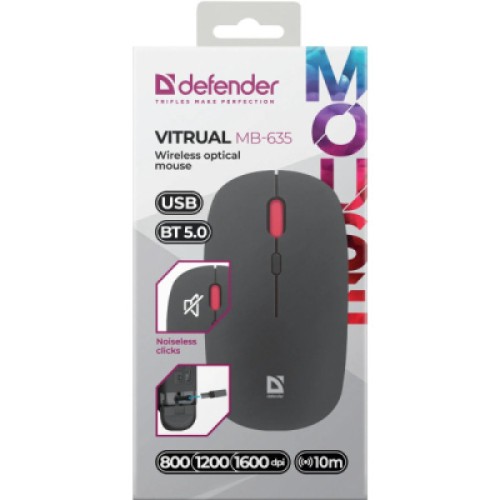 Мышка Defender Vitrual MB-635 Wireless/Bluetooth Black (52635)