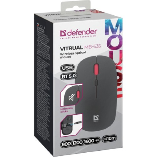 Мышка Defender Vitrual MB-635 Wireless/Bluetooth Black (52635)