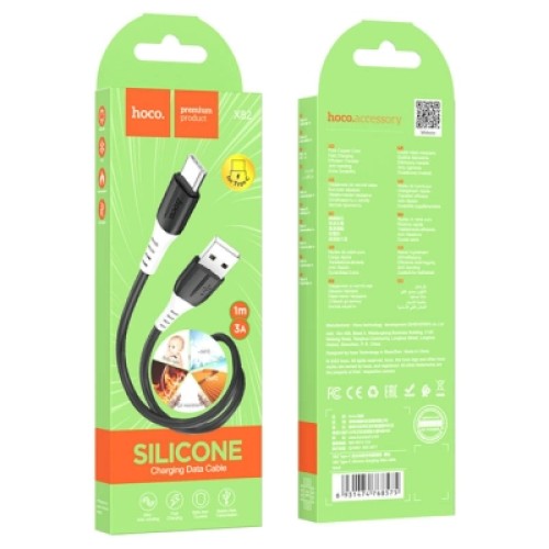 Дата кабель USB 2.0 AM to Type-C 1.0m 3A Black HOCO (6931474768575)