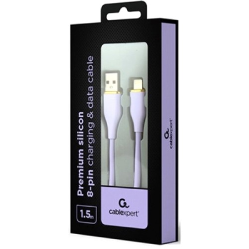 Дата кабель USB 2.0 AM to Lightning 1.5m 2.1A Cablexpert (CC-USB2S-AM8PM-1.5M-P)