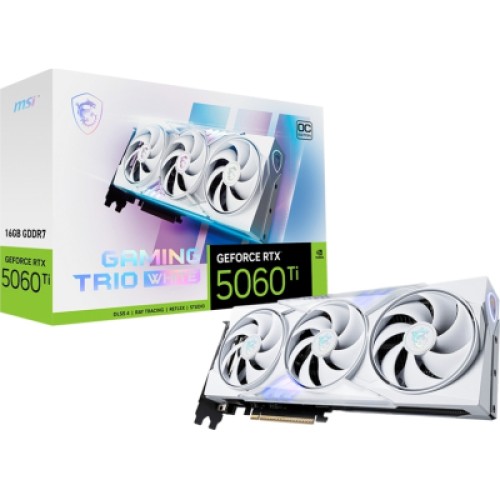 Видеокарта MSI GeForce RTX5060Ti 16Gb GAMING TRIO OC WHITE (RTX 5060 Ti 16G GAMING TRIO OC WHITE)