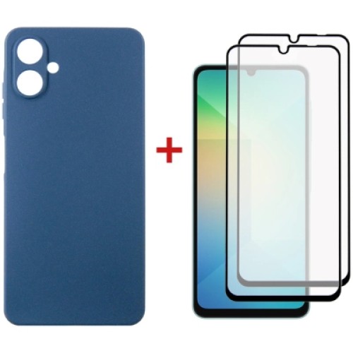 Чехол для мобильного телефона Dengos Kit Samsung Galaxy A06 Carbon + 2 pcs glass (Blue) (DG-CTG2P-06)