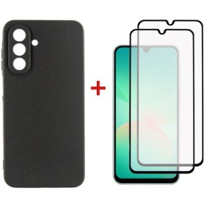 Чехол для мобильного телефона Dengos Kit Samsung Galaxy A26 Carbon + 2 pcs glass (Black) (DG-CTG2P-08)