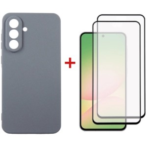 Чехол для мобильного телефона Dengos Kit Samsung Galaxy A56 Carbon + 2 pcs glass (Grey) (DG-CTG2P-09)