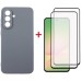Чехол для мобильного телефона Dengos Kit Samsung Galaxy A56 Carbon + 2 pcs glass (Grey) (DG-CTG2P-09)
