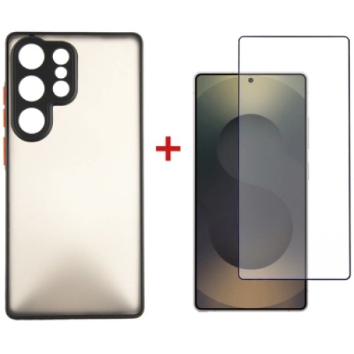 Чехол для мобильного телефона Dengos Kit Samsung Galaxy S25 Ultra Matte + glass (Black) (DG-KM-144)