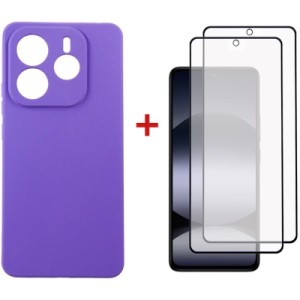 Чехол для мобильного телефона Dengos Kit Xiaomi Redmi Note 14 5G Carbon + 2 pcs glass (Purple) (DG-CTG2P-10)