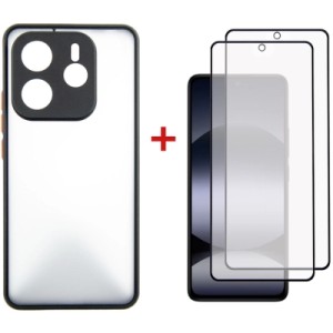 Чехол для мобильного телефона Dengos Kit Xiaomi Redmi Note 14 5G Matte + 2 pcs glass (Black) (DG-CTG2P-01)