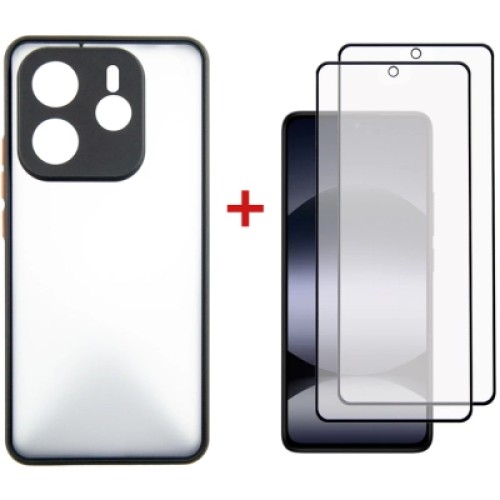 Чехол для мобильного телефона Dengos Kit Xiaomi Redmi Note 14 5G Matte + 2 pcs glass (Black) (DG-CTG2P-01)